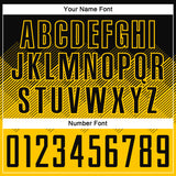 Custom Black Yellow Gradient Diamond Diagonal Lines Sports Sublimation Soccer Uniform Jersey