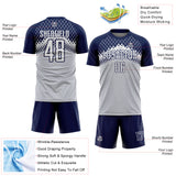 Custom Navy White Gradient Diamond Grid Sports Sublimation Soccer Uniform Jersey