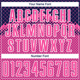 Custom Navy Pink-White Gradient Diamond Grid Sports Sublimation Soccer Uniform Jersey