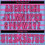 Custom Light Blue Pink-Black Diamond Harlequin Check Sports Sublimation Soccer Uniform Jersey