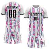 Custom White Black Light Blue-Pink Camo Stripe Sports Sublimation Soccer Uniform Jersey