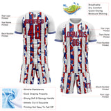 Custom White Red-Royal Camo Stripe Sports Sublimation Soccer Uniform Jersey