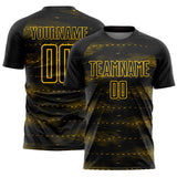 Custom Black Yellow Streamline Wave Cyberpunk Neon Tech Sports Sublimation Soccer Uniform Jersey