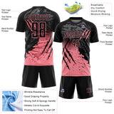 Custom Black Medium Pink Gradient Claw Mark Splatter Sports Sublimation Soccer Uniform Jersey