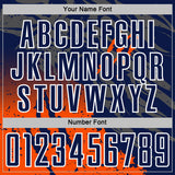 Custom Navy White-Orange Gradient Claw Mark Splatter Sports Sublimation Soccer Uniform Jersey