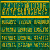 Custom Green Kelly Green-Gold Geometric Maze Interlocking Square Sports Sublimation Soccer Uniform Jersey