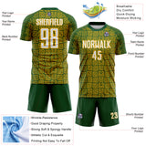 Custom Green White-Gold Geometric Maze Interlocking Square Sports Sublimation Soccer Uniform Jersey