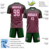 Custom Green White-Pink Geometric Maze Interlocking Square Sports Sublimation Soccer Uniform Jersey