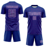 Custom Royal Purple-White Geometric Maze Interlocking Square Sports Sublimation Soccer Uniform Jersey