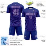Custom Royal Purple-White Geometric Maze Interlocking Square Sports Sublimation Soccer Uniform Jersey