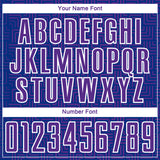 Custom Royal Purple-White Geometric Maze Interlocking Square Sports Sublimation Soccer Uniform Jersey