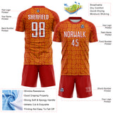 Custom Red White-Gold Geometric Maze Interlocking Square Sports Sublimation Soccer Uniform Jersey