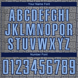 Custom Steel Gray Light Blue Navy-Gray Geometric Maze Interlocking Square Sports Sublimation Soccer Uniform Jersey