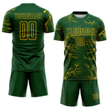 Custom Green Gold Lightning Electric Veins Sublimation Soccer Uniform Jersey