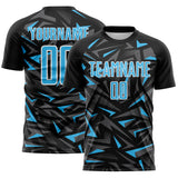 Custom Black Sky Blue Steel Gray-White Cyber Mecha E-sport Geometric Shards Spike Sublimation Soccer Uniform Jersey