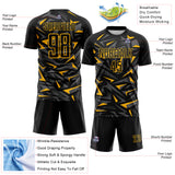 Custom Black Gold-Steel Gray Cyber Mecha E-sport Geometric Shards Spike Sublimation Soccer Uniform Jersey