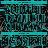 Custom Black Aqua-Steel Gray Cyber Mecha E-sport Geometric Shards Spike Sublimation Soccer Uniform Jersey