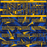 Custom Navy Gold-Thunder Blue Cyber Mecha E-sport Geometric Shards Spike Sublimation Soccer Uniform Jersey