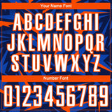 Custom Navy White Orange-Thunder Blue Cyber Mecha E-sport Geometric Shards Spike Sublimation Soccer Uniform Jersey