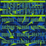 Custom Navy Thunder Blue-Neon Green Cyber Mecha E-sport Geometric Shards Spike Sublimation Soccer Uniform Jersey