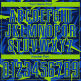 Custom Navy Thunder Blue-Neon Green Cyber Mecha E-sport Geometric Shards Spike Sublimation Soccer Uniform Jersey