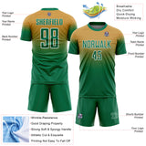 Custom Old Gold Kelly Green-White Fade Fashion Sublimation Soccer Uniform Jersey