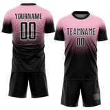 Custom Light Pink Black-White Fade Fashion Sublimation Soccer Uniform Jersey