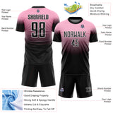 Custom Light Pink Black-White Fade Fashion Sublimation Soccer Uniform Jersey