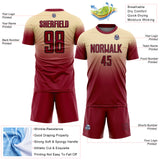 Custom Cream Crimson-Black Fade Fashion Sublimation Soccer Uniform Jersey