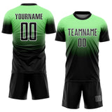 Custom Pea Green Black-White Fade Fashion Sublimation Soccer Uniform Jersey