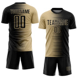 Custom Black Vegas Gold Gradient Line Sublimation Soccer Uniform Jersey