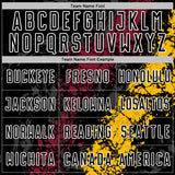 Custom Black White Crimson-Gold Dripping Splatter Cracked Texture Sublimation Soccer Uniform Jersey