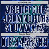 Custom Navy White Teal-Gray Dripping Splatter Cracked Texture Sublimation Soccer Uniform Jersey