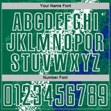 Custom Kelly Green White-Royal Dripping Splatter Cracked Texture Sublimation Soccer Uniform Jersey