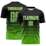 Custom Black Aurora Green-White Gradient Pinstripe Sublimation Soccer Uniform Jersey