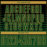 Custom Black Green-Old Gold Gradient Pinstripe Sublimation Soccer Uniform Jersey