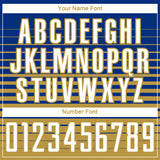 Custom Royal White-Old Gold Gradient Pinstripe Sublimation Soccer Uniform Jersey
