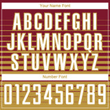 Custom Crimson White-Old Gold Gradient Pinstripe Sublimation Soccer Uniform Jersey