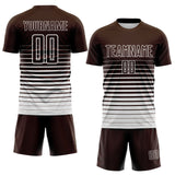 Custom Brown White Gradient Pinstripe Sublimation Soccer Uniform Jersey