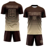 Custom Brown Cream Gradient Pinstripe Sublimation Soccer Uniform Jersey