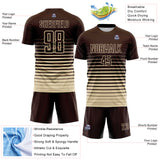 Custom Brown Cream Gradient Pinstripe Sublimation Soccer Uniform Jersey