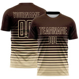 Custom Brown Cream Gradient Pinstripe Sublimation Soccer Uniform Jersey