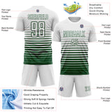 Custom White Green Gradient Pinstripe Sublimation Soccer Uniform Jersey