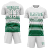 Custom White Kelly Green Gradient Pinstripe Sublimation Soccer Uniform Jersey