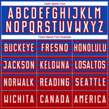 Custom Thunder Blue White-Red Gradient Pinstripe Sublimation Soccer Uniform Jersey