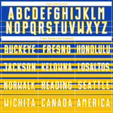 Custom Thunder Blue White-Yellow Gradient Pinstripe Sublimation Soccer Uniform Jersey