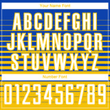 Custom Thunder Blue White-Yellow Gradient Pinstripe Sublimation Soccer Uniform Jersey