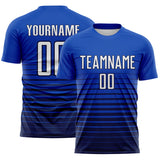 Custom Thunder Blue White-Navy Gradient Pinstripe Sublimation Soccer Uniform Jersey