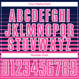 Custom Navy Pink-White Gradient Pinstripe Sublimation Soccer Uniform Jersey