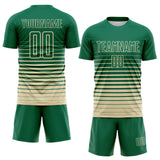 Custom Kelly Green Cream Gradient Pinstripe Sublimation Soccer Uniform Jersey